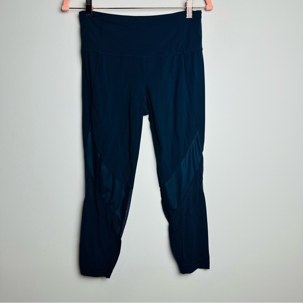 Athleta Salutation Mesh Leggings Women's Dark Blue Athleisure Gym